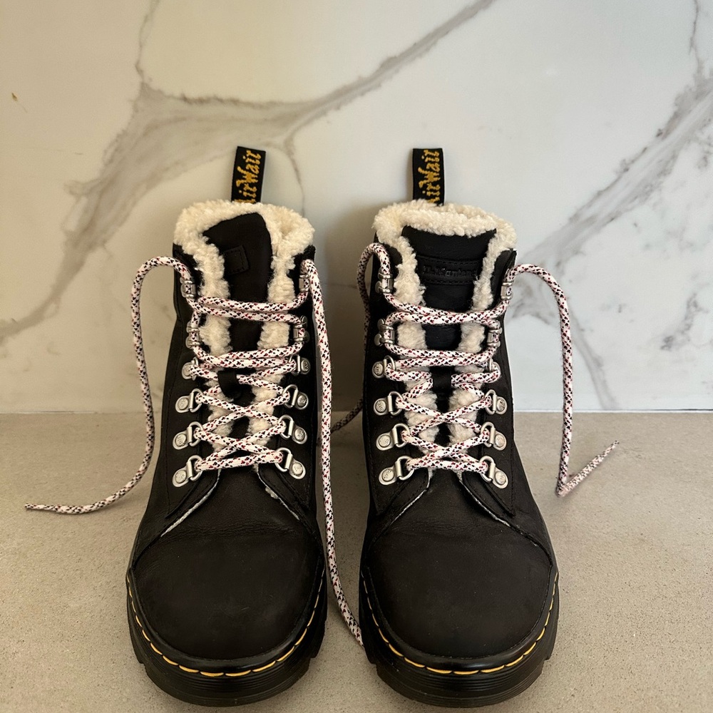 Dr. Martens Black Shearling Lined Combat Boots